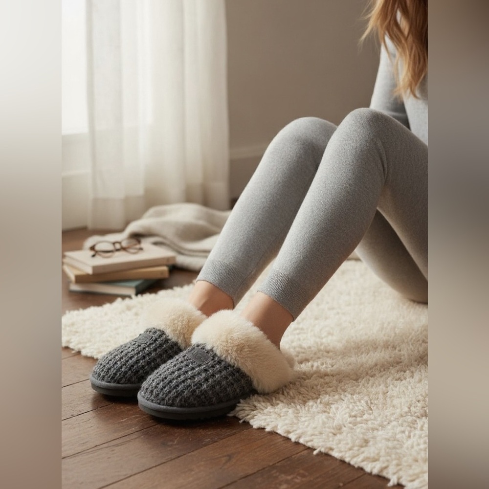 UGG® Women’s Cozy Knit Slipper in Charcoal Like New - Picture 11 of 15